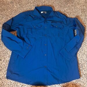 ExOfficio Insect Shield Mens XL Blue Long Sleeve Button Up Travel Shirt